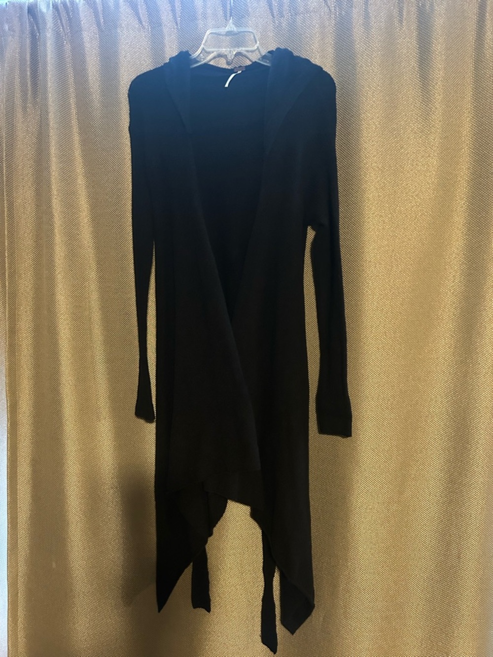Free People Black Hooded Drape Front Women's Sweater